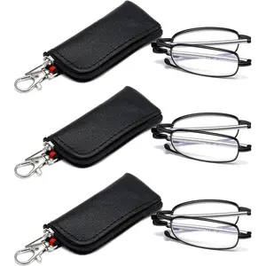 Folding Reading Glasses for Men Women, Keychain Compact Readers Blue Light Portable Pocket Eyeglasses