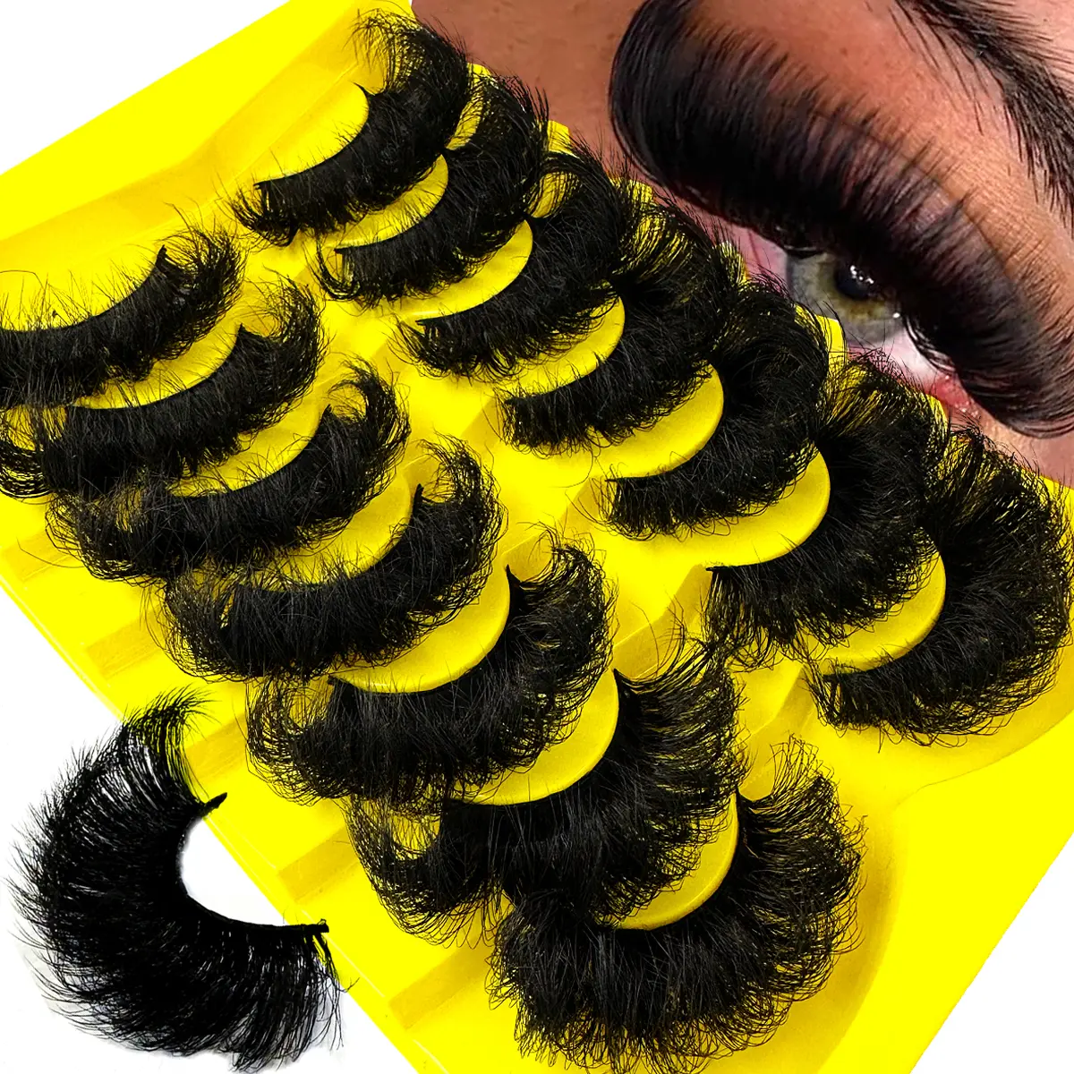 UMIRYAO 7 Pairs Extension Thick Long Reusable Extended Makeup Lashes 9D Faux Mink False Eyelashes, Multi-Layered Curly & Fluffy, Soft & Voluminous Drama Messy Mink Lashes, Cat Eye Shape,Comfortable & Versatile For Holidays & Parties Strip Lashes