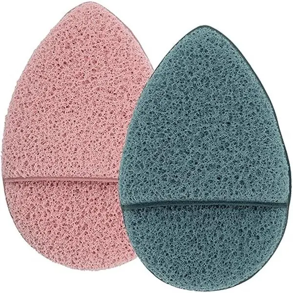 Face Scrubber Exfoliator, Facial Sponges for Face Wash, Reusable Makeup Remover Exfoliating Pads, Blue and Pink, 2.6 in. x 3.9 in., 2 Pack