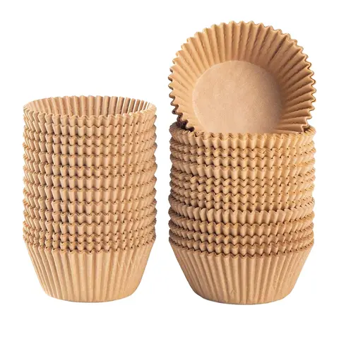 Spmarkt 300 Premium Neutral Unbleached Muffin Liners - Grease-Resistant Natural Food-Grade Paper Cupcake Wrappers, Easy-Remove Bakeware, Baking Tools & Utensils for Home Baking Supplies