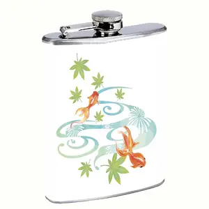 Golden Fish Design 8oz Stainless Steel Flask