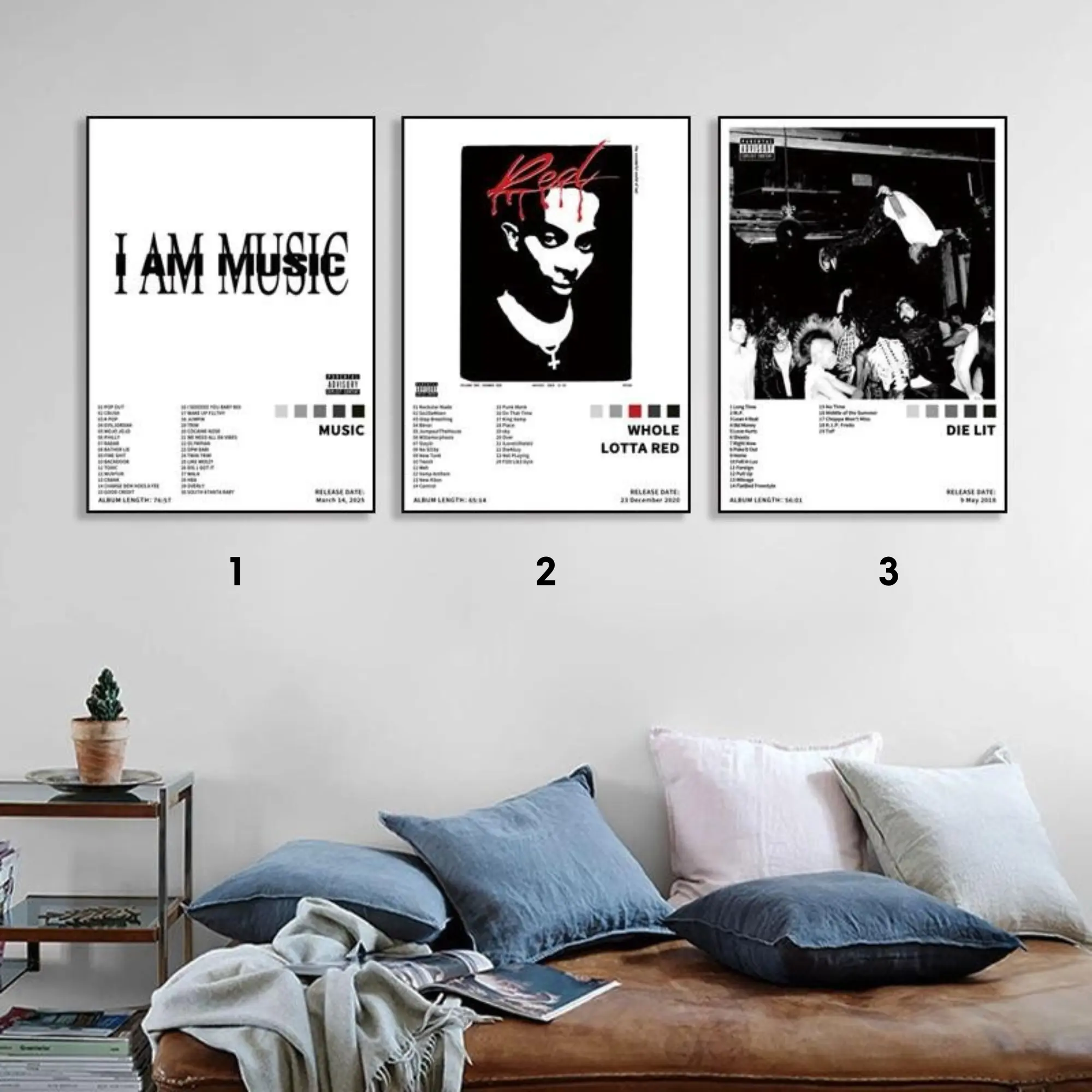 Set 3 Of l AM MUSIC Canvas Wall Art Unframed Poster Set Unframed Art Print Artwork