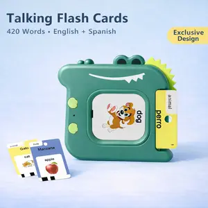 AHJ Bilingual Talking Flash Cards for Toddlers 2–6, 420 Words English & Spanish Preschool Learning Toy, Screen-Free Educational Gift, Vocabulary Flashcards, Animals