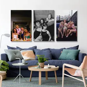 SATC Energetic  Wall Decor Vintage Nostalgic Black and White Photo Waterproof Canvas Artistic Poster Decoration Iconic TV Show Female Friendship Funny Bathroom Decor Girls Bedroom Prints Gift for Fans