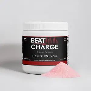 Beat Charge Energy Powder Fruit Punch Fitness Supplement with Caffeine & L-theanine for Optimum Energy & Focus Natural Flavor Sugar-Free