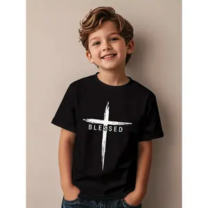 Graphic Christian Cross Jesus Christ Blessed Novelty Awesome Graphic Kid TShirt Fashion Kid T Shirts Trending Tees Tops for Kid