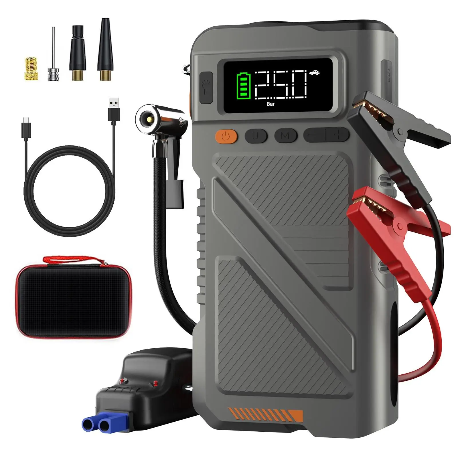 8000A Jump Starter with AirCompressor, LAFISOON Car BatteryPortable Jumper Box (AIl Gas/12LDiesel) 150PSl Tire Inflator Combo portable jumpstarter
