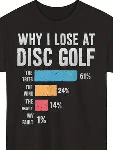 Men's & Women's Funny Disc Golf T-Shirt - Short Sleeve Casual Tee with Course Design, Round Neck Shirt Suitable for Disc Golf Players, Machine Washable Golfer Apparel