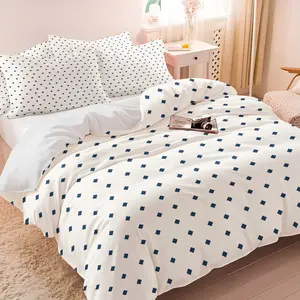 Minimalist geometric rhombus pattern duvet cover set, 2/3 pieces, Includes 1 Count Duvet Cover & 1/2 Pillowcase without Filler,Soft and elegant, with a vintage and simple style, suitable for all seasons.