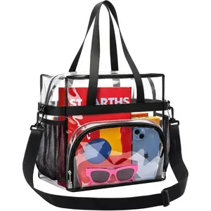 Clear Bag for Stadium Events Clear Tote Bag with Removable Strap Transparent Bag for Sporting Concert Work
