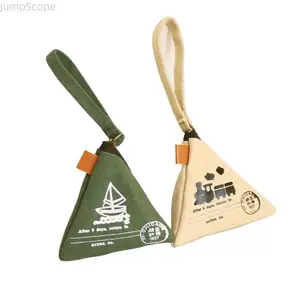 Retro Canvas Triangle Change Purse, Eiffel Tower/Sailboat Print Small Pouch, Cute Mini Wallet for Daily Use Mini Wallet for Coins & Lipstick, Gift for Her