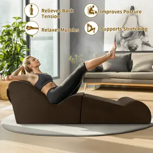 Ergonomic Curved Yoga Floor Lounger Sofa, High‑Density Foam Relaxation Chaise Chair, Versatile Floor Couch for Yoga, Reading, Meditation & Daily Rest