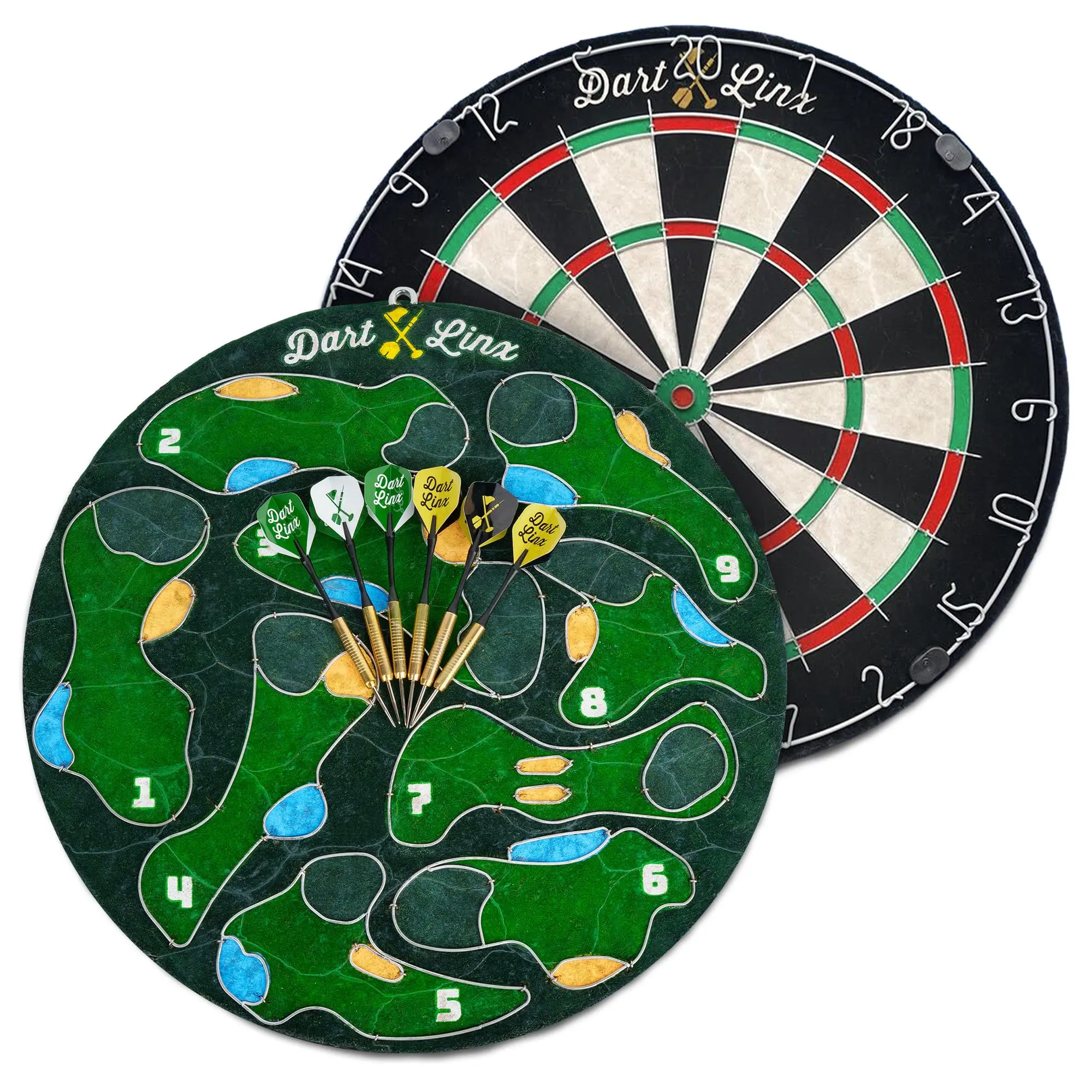 Dart Linx Ultimate Dart Board & Golf Game for Home - Perfect Family & Kids Activities, Game Room Decor, Gifts for Boys, Golf Darts Compressed Sisal Board