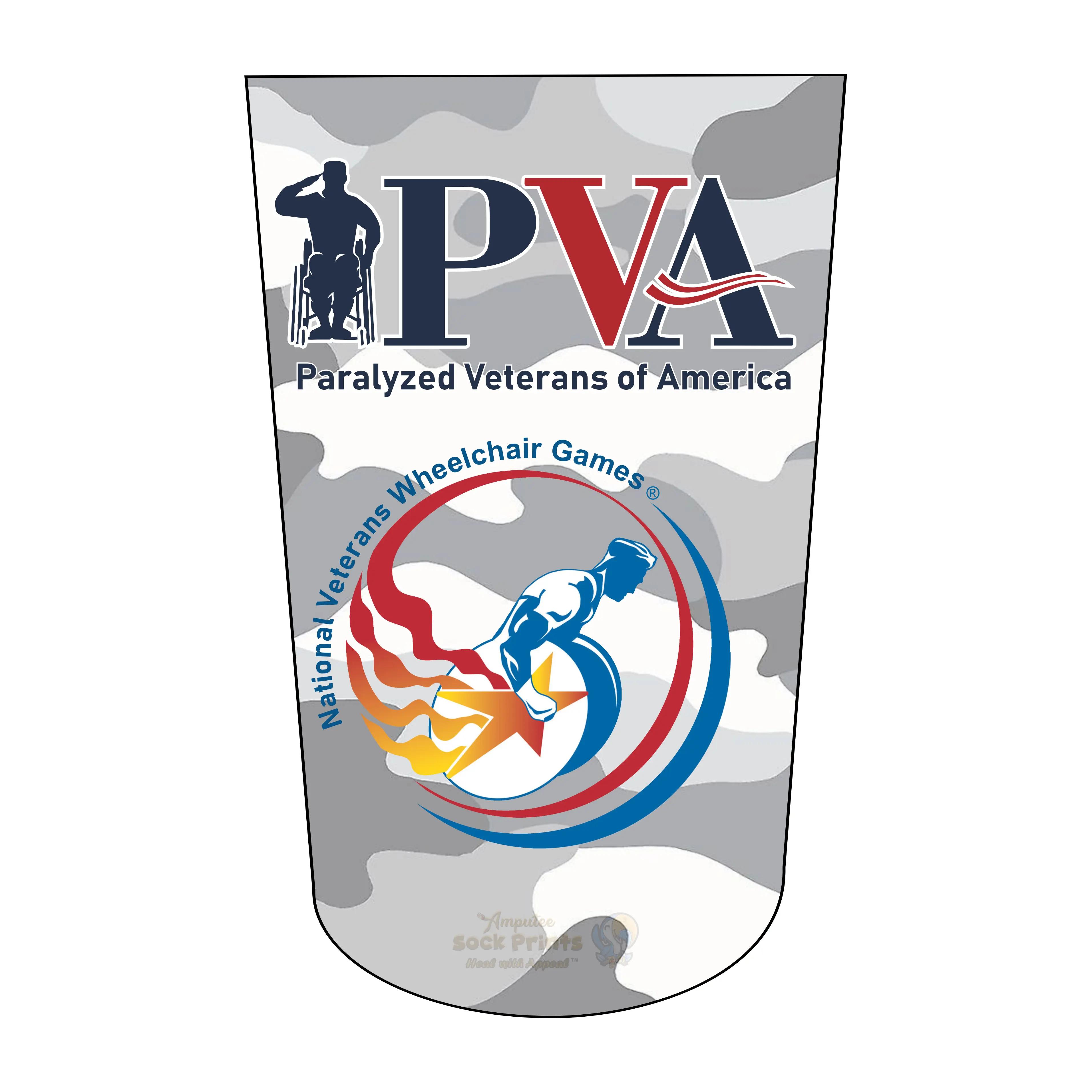 Amputee Sock "PVA Logo V4" 3ply Stump Sock, Prosthetic Limb Sock