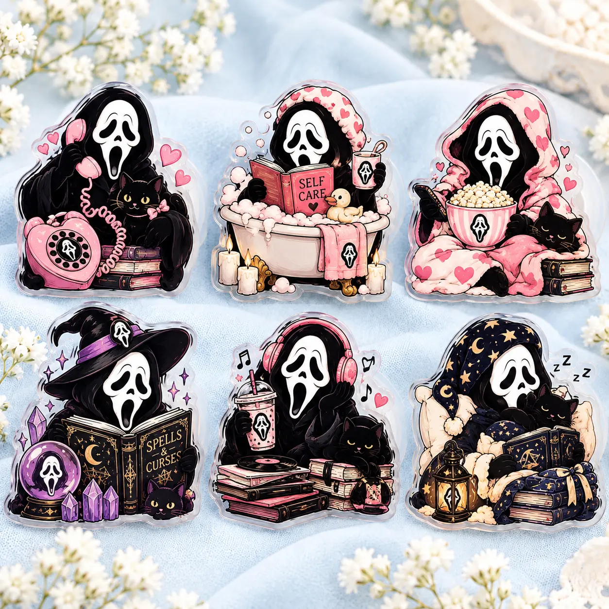 Cute Spooky Phone Grip | Horror Mask Phone Holder | Acrylic Phone Socket Stand | Halloween Gift for Horror Fans