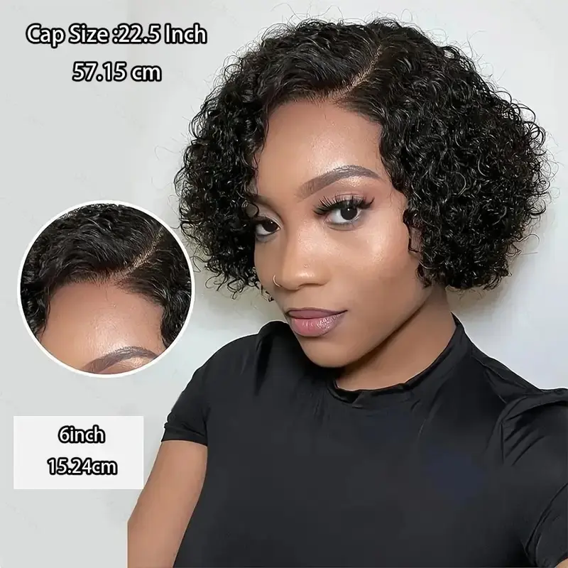 Human Hair Pixie Wig HD Lace Front Glueless Cap Short Curly Amazon.com : Ali Bling T27 Pixie Cut Wig 13x1 Short Curly  main image 3