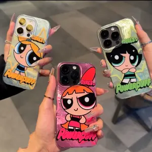 Powerpuff Girls Aurora Compatible with Apple 16 Pro Max Phone Case 15/14/13 Large Hole High Sensitivity Ins Hot Style