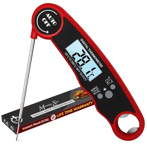 Digital Meat Thermometer for Cooking and Grilling, Instant Read Waterproof thermometers with Backlight & Auto Turn Off, LED Display & 180° Foldable Probe, Calibration for BBQ Grill & Liquids. Kitchen Utensils