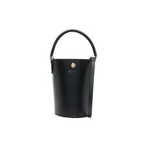 Longchamp Épure 12 Mini Leather Bucket Bag with Snap Closure for Women in Black