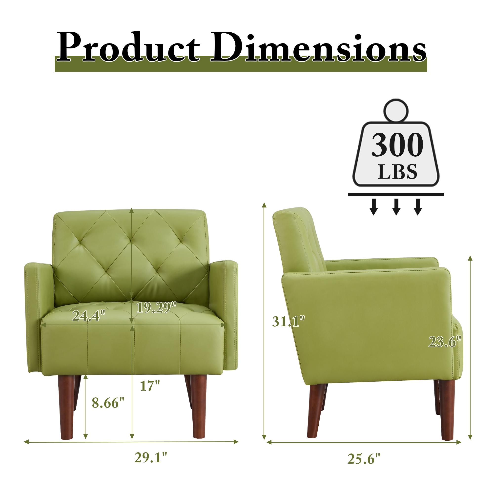 Oversized Single Sofa Chair ,Tufted Upholstered Accent Chair,Wide Backrest Reading Chair ,PU Fabric Thick Cushion Armchair  Decorative Chair for Living Room,Bedroom,Office