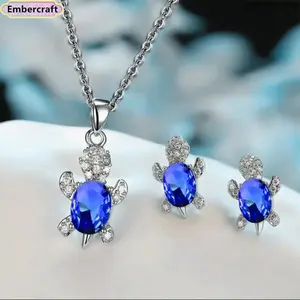 Women’s 3-Piece Silver-Tone Turtle Jewelry Set - Necklaces, Earring for Women with Multi-Color Accents, Lightweight Trendy Light Luxury Accessories for Football Fans, Casual Wear