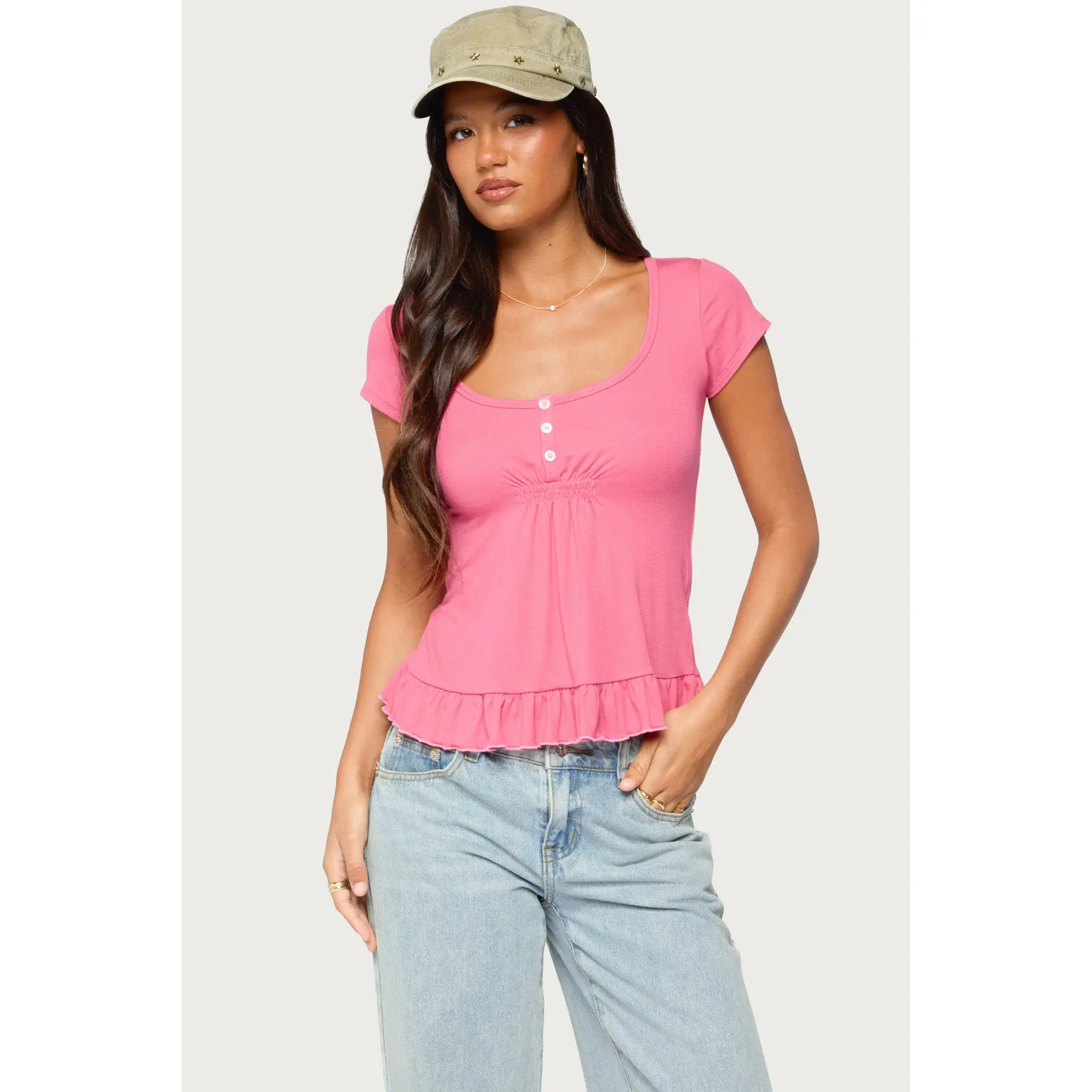 Liliannah Ruffle Babydoll Top