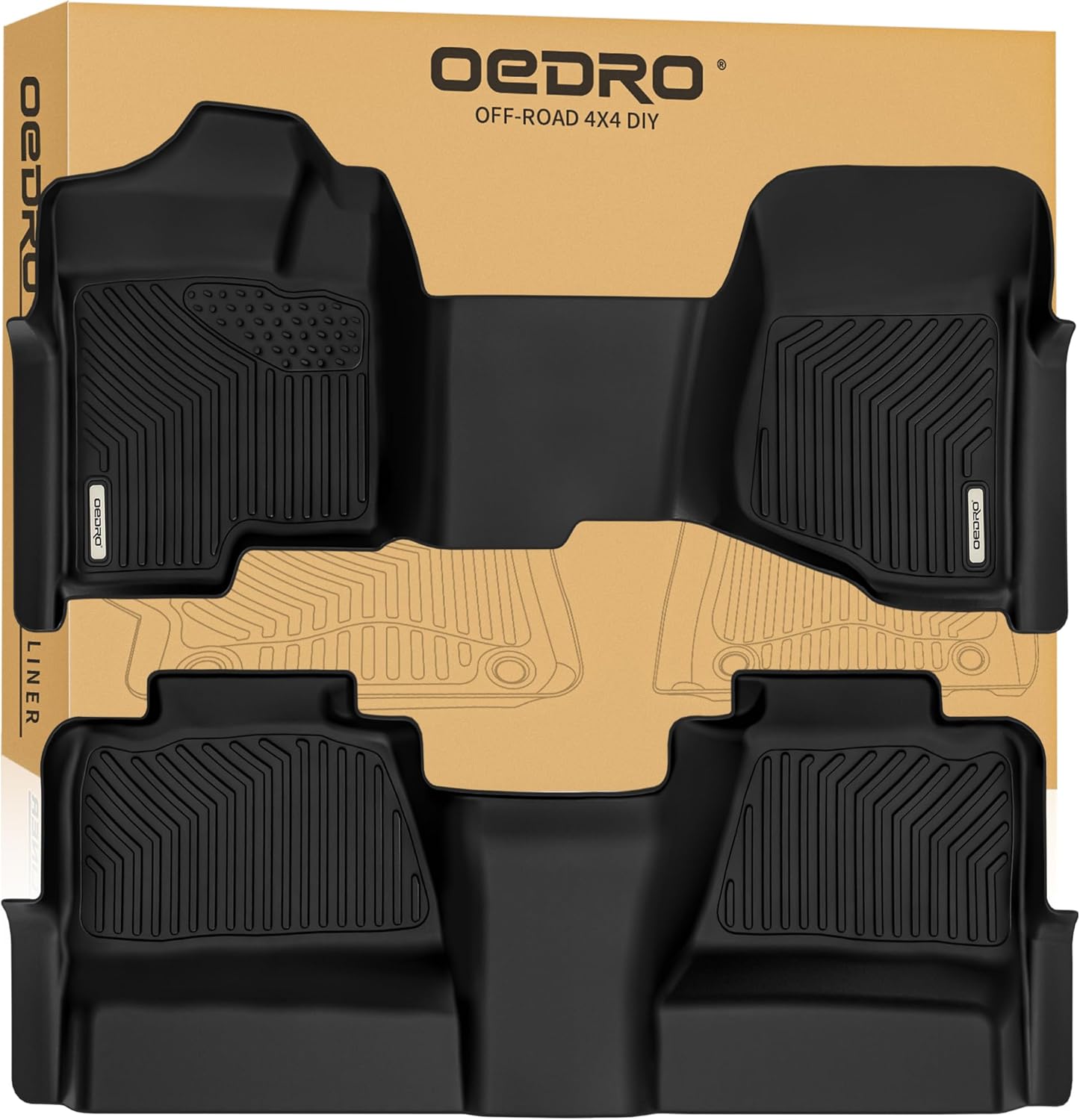 YITAMOTOR TPE All-Weather Floor Mats for Chevy Silverado/GMC Sierra 1500 Crew Cab, Chevy Silverado/GMC Sierra 2500 HD/3500 HD Crew Cab 1st & 2nd Row