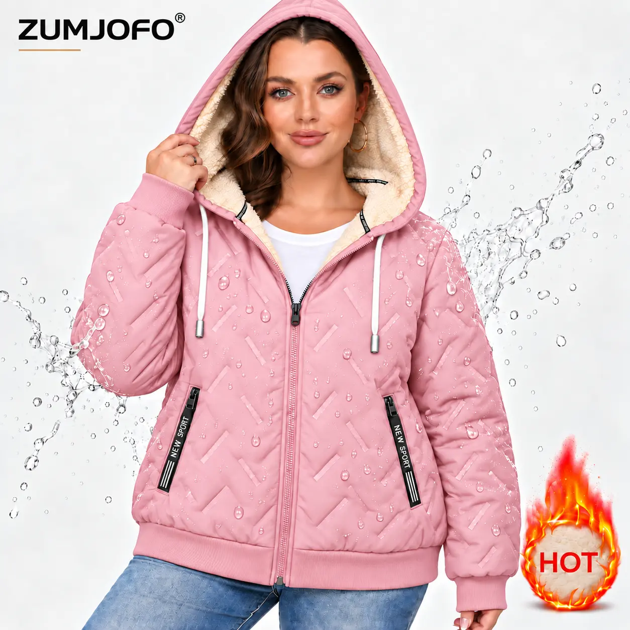 Women’s winter fleece jacket, windproof and waterproof early-winter warming jacket, warm and lightweight, suitable for sports, casual wear, home use, and outdoor activities; women’s winter apparel, medium thickness, sohochic