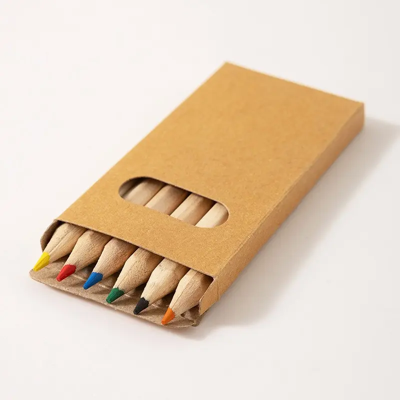 30/60pcs Mini Colored Pencils, 6 Bright Colors Per Set, 3.5 Inch Wooden Short Pencils with Kraft Box, Perfect for Children's Drawing & Goodie Bag Fillers