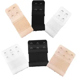 6pcs Women Ladies Soft Comfortable Back Bra 2 Hooks / 3 Hooks / 4 Hooks Band Extension Strap Extender, White/Black/Khaki