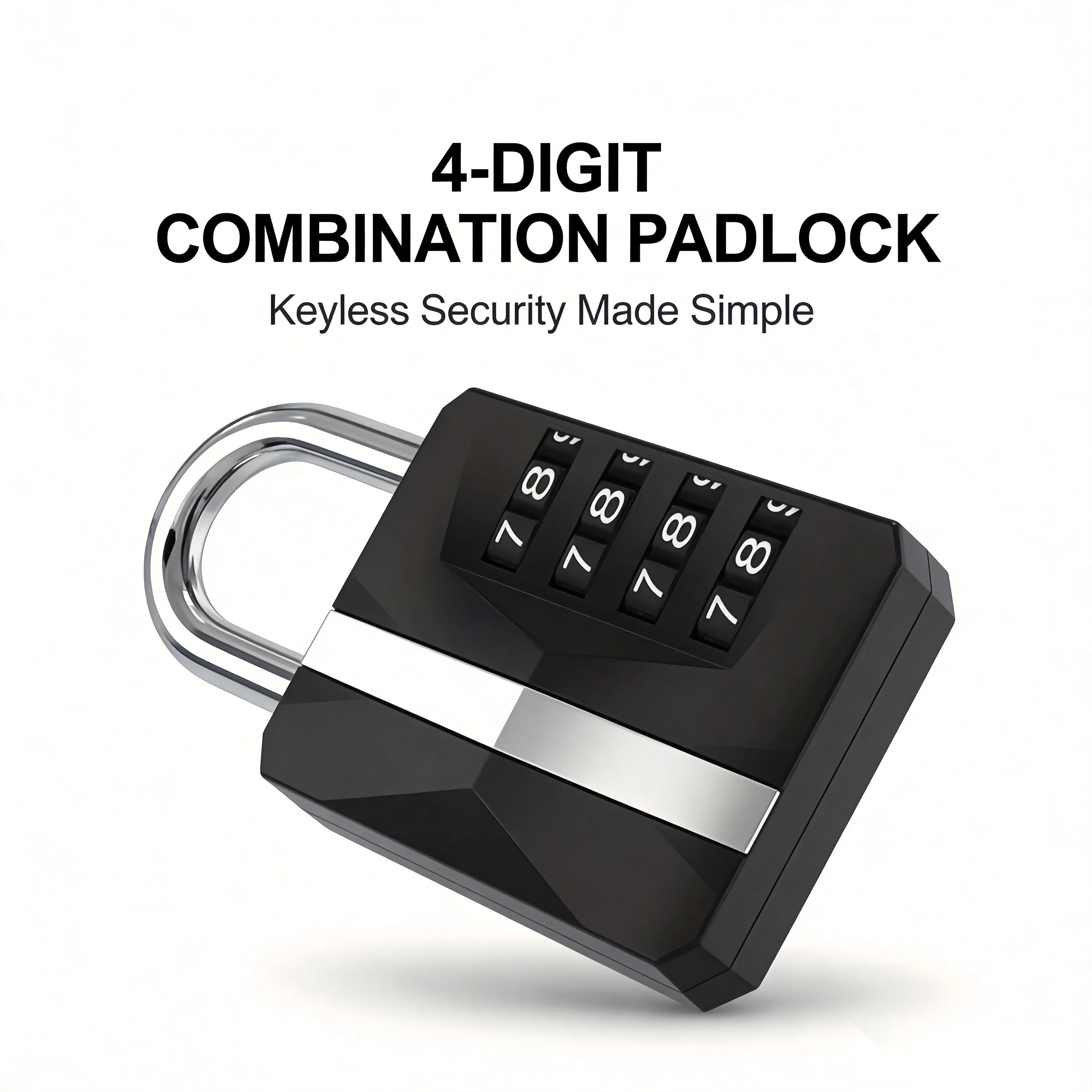 4 Digit Combination Padlock Heavy Duty Outdoor, Weatherproof Keyless Lock with Cut-Resistant Steel Shackle, Resettable Code Lock for Gym Locker, Fence, Gate, Shed, School & Hasp