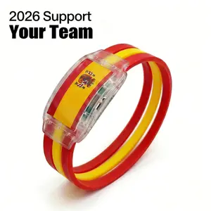 2026 Spain (ESP) Soccer Fan Gear LED Light Up National Flag Bracelet Glow in the Dark Silicone Wristband Game Day Watch Party Favors Sports Team Pride Accessory
