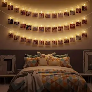 Photo Clip String Light Decoration without Battery, String Light for DIY Picture Wall Decor, Room Decor Hanging Light for Bedroom Wall Patio Festival Party Wedding Decor, Gifts for Family Friends New House, Home Decor, Valentine's Day Gift