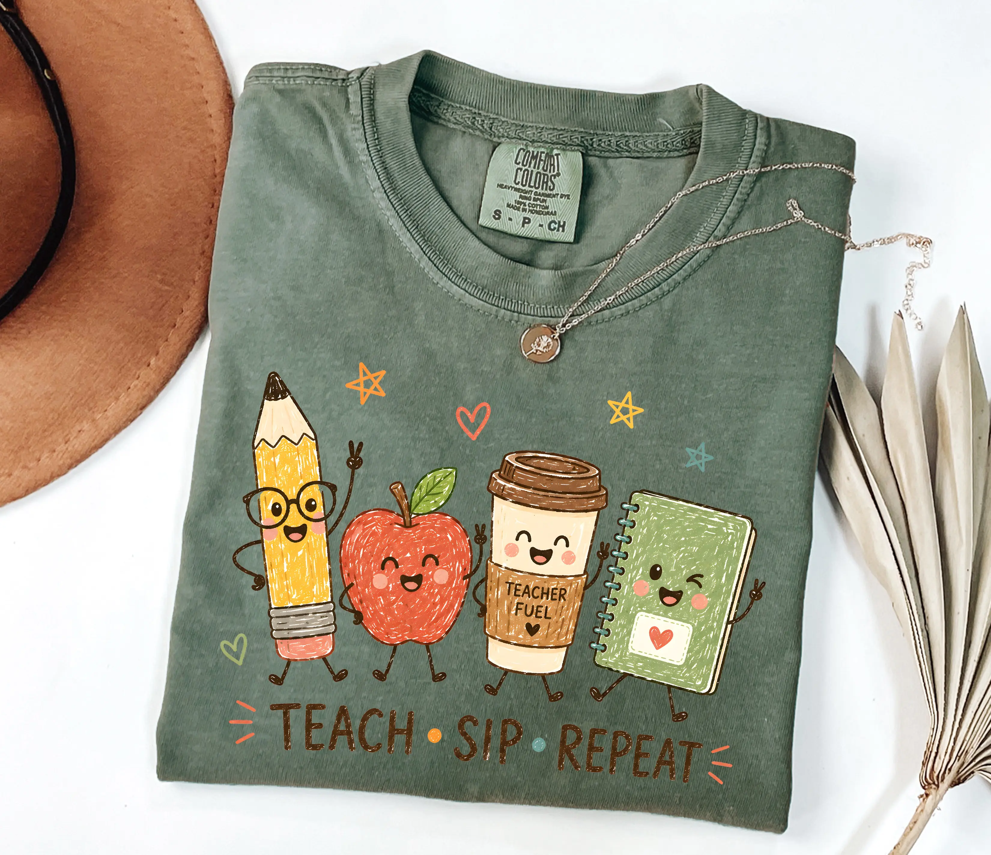 Comfort Colors Back To School Shirt,Teach Sip Repeat Tshirt, Teacher Student Shirt, Doodle Classroom Shirt, First Day Of School Gift