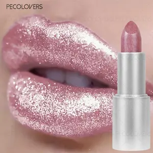 Pearlescent Glitter Lipstick Lipstick with Fine Glitter, Glossy, Long-lasting Non-stick Cup, Suitable for Festival and Date Makeup, Lip Cosmetics