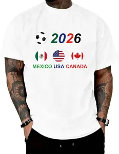 2026 USA Mexico Canada Soccer Fan Jersey - Unisex Casual Pure Cotton T-Shirt for Match Day, Comfortable Breathable Lightweight Football Apparel for Game Day Supporters