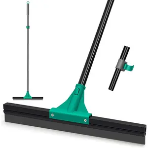 Floor  Heavy Duty with 58.3 inches Long Handle, Rubber Scraper Broom for Cleaning  Water  Garage Concrete Bathroom Tile Marble Shower Glass Shop Deck Window Indoor Outdoor Green