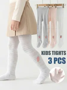 3 PCS kids tights Girls' Footed Tights, Summer Style Mesh breathable, cool and mosquito-repellent, suitable for kids' daily wear, Toddler Tights
