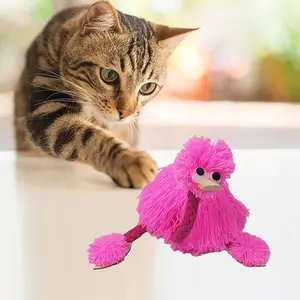 Interactive Indoor Cat Plush Toys - Interactive Puppet Ostrich Toy for Kids, Fun Puzzle Plush Toys for Children's Entertainment (Pink ostrich)