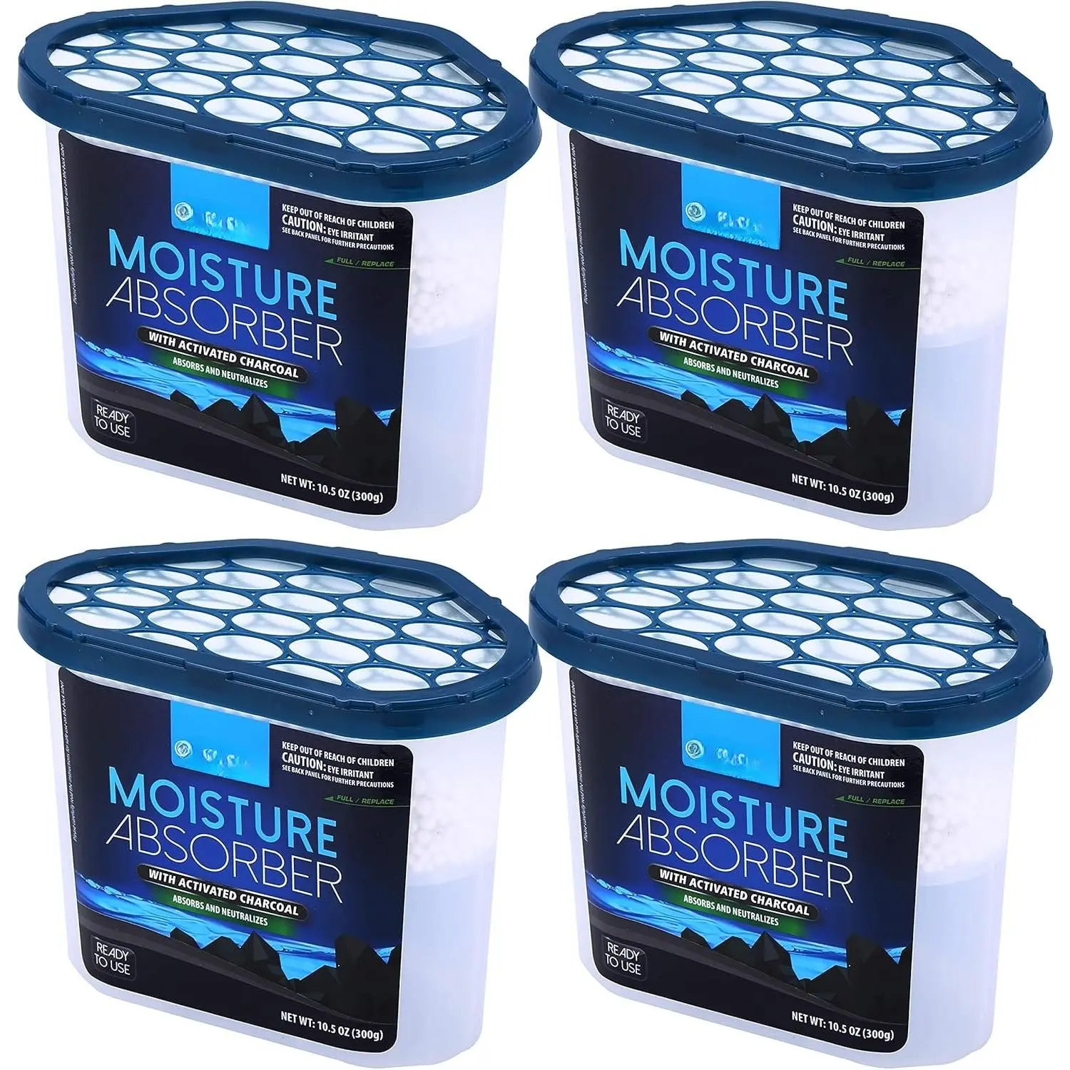 Absorber Activated Charcoal 10.5 oz/300g | Removes , Damp, Humidity & Odors | Odor Absorber |   for Bathroom, Closet, Kitchen & Small Spaces | Set of 4