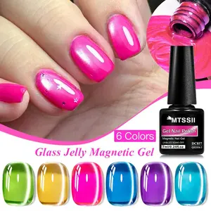 MTSSII Reflective Cat Eye Nail Polish in 6 Bright Colors, Long-Lasting UV/LED Soak off Nail Art for DIY and Salon Use, Gel Nails, Glossy Finish Soak Off Gel, Gel Manicure