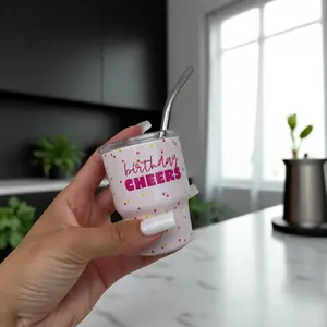 Birthday Cheers Tiny Shot Glass Straw