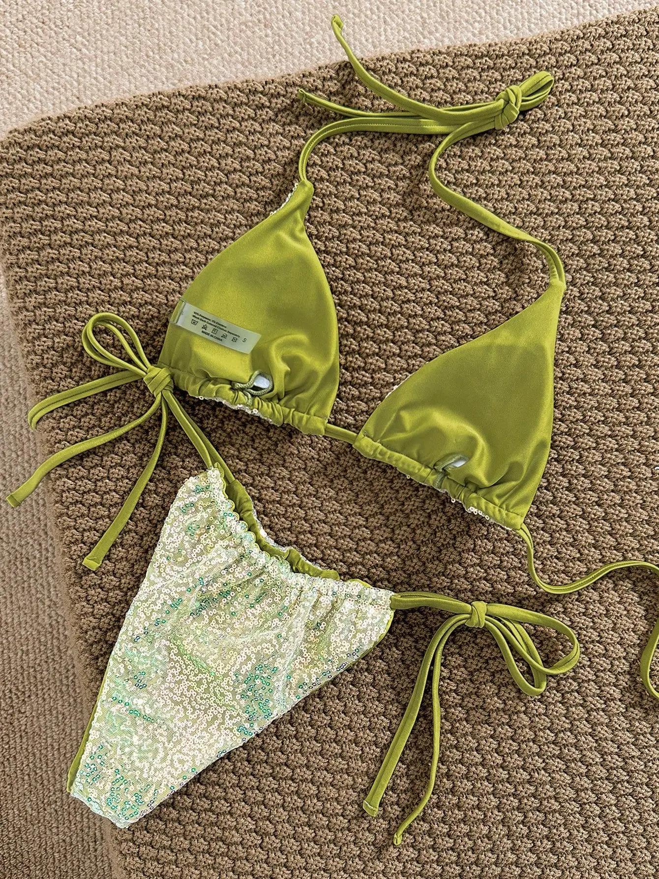 Fresh floral green bikini set