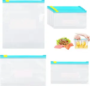 Reusable Food Container Refrigerator Transparent Sealed Zip Storage Bag Kitchen Fresh Zipper Bag Plastic Sealing Containers