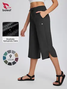 BALEAF Women's Capri Pants 20" Wide Leg Athletic Yoga Capris with Pockets Quick Dry Lightweight Active Lounge Pants, UPF 50+ Sun Protection High Waisted Tummy Control Loose Comfy Casual Summer Capris for Hiking Gym Travel Outdoor Workout Teacher