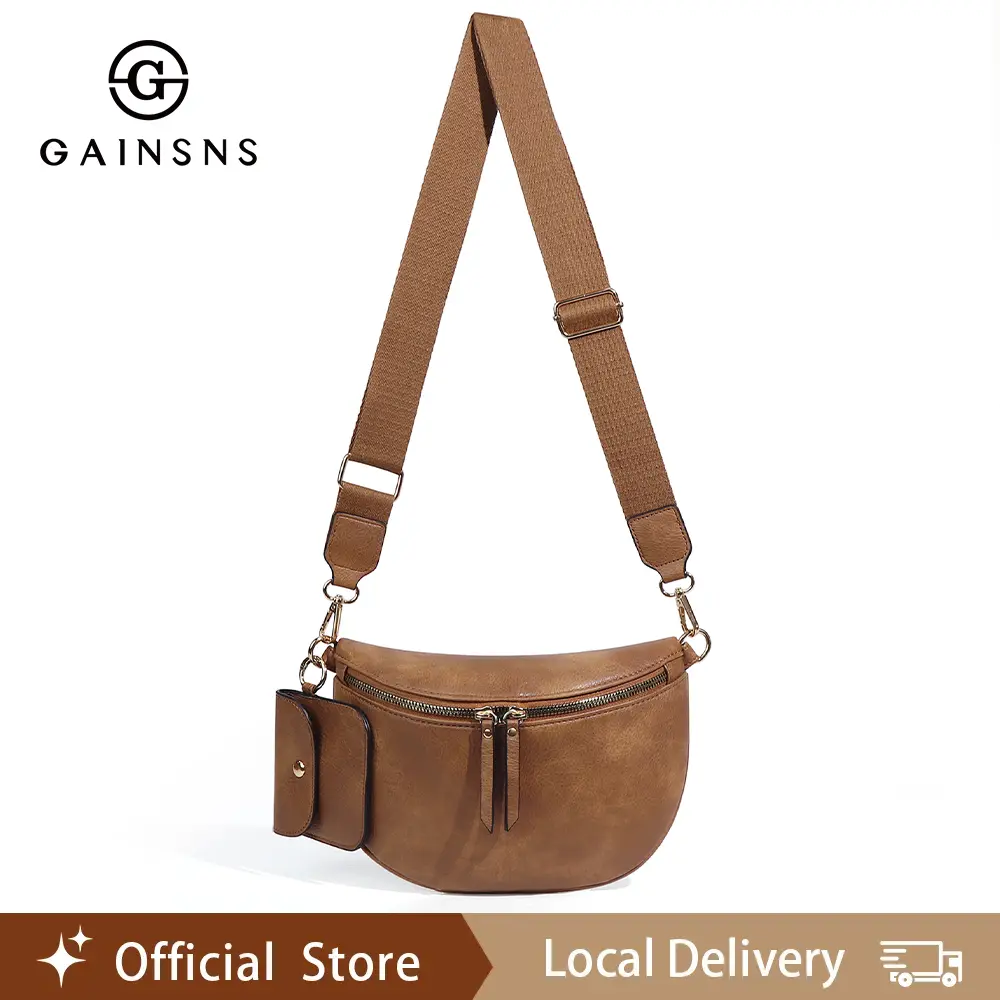 GAINSNS Large Crossbody Bag for Women, Trendy Women‘s Nylon Chest Belt Bum Bags, Shoulder Bag, Anti Theft Purse for Travel