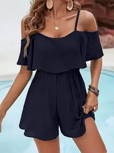 Women's Ruffled One-Piece, Womenswear, Fashion Front Pocket, Trendy Casual Wear, Perfect for Daily