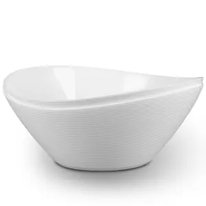 LaGlint 66 OZ Salad Bowl Set of 2, Opal Glass 10 inch Lightweight Serving Dishes for Salad, Fruit, Kitchen Microwave & Dishwasher Safe, Oval Shape White