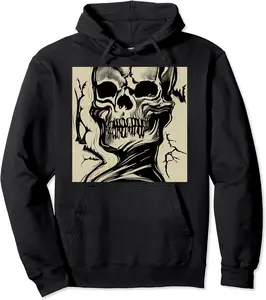 Scary Skull Guy Art Skeleton Halloween Horror Theme Design Pullover Hoodie - Andrewzhang Shop 75B0BLT8M14F