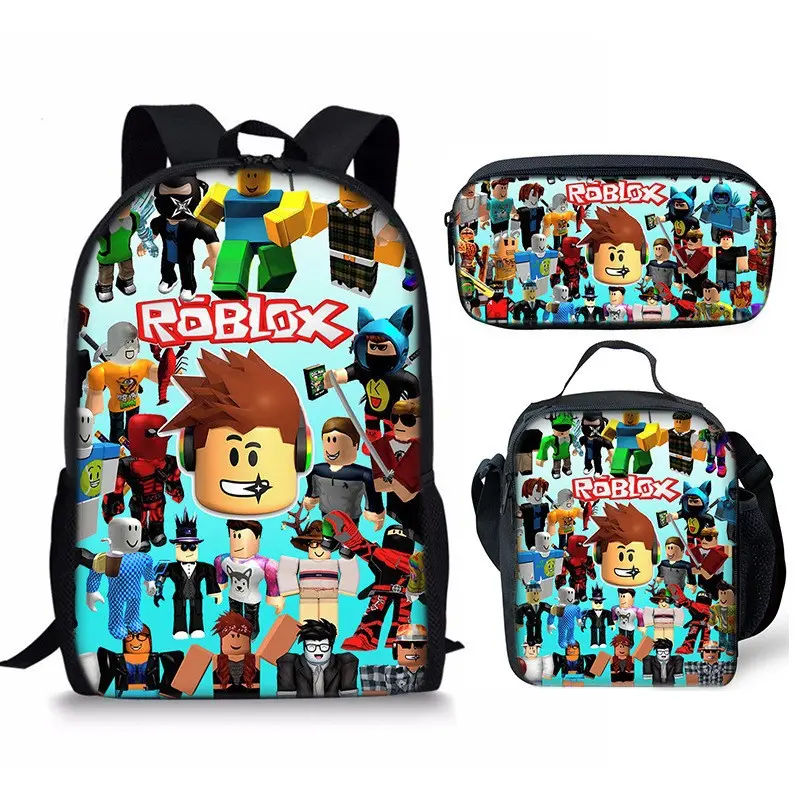 2026 New Roblox School Bag Three-piece Set Backpack Meal Bag Pen Case Combination Set DIY Printed Backpack